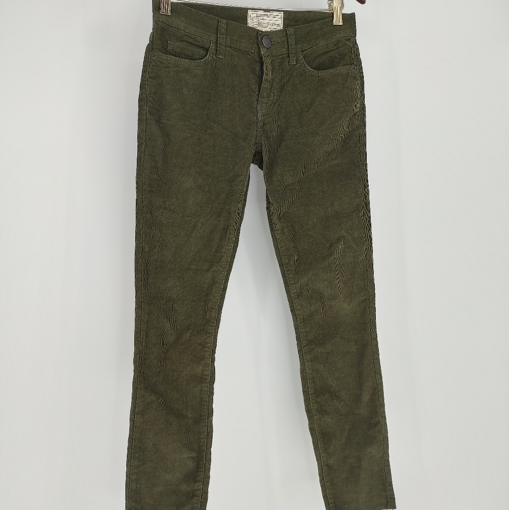 Current/Elliott Green Corduroy Skinny Pants